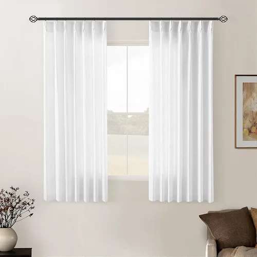 Miniatura 239 de Cortinas de lino natural con pliegues fruncidos de 120 pulgadas de largo para sala de estar, cortinas plisadas con ganchos y lengüeta trasera