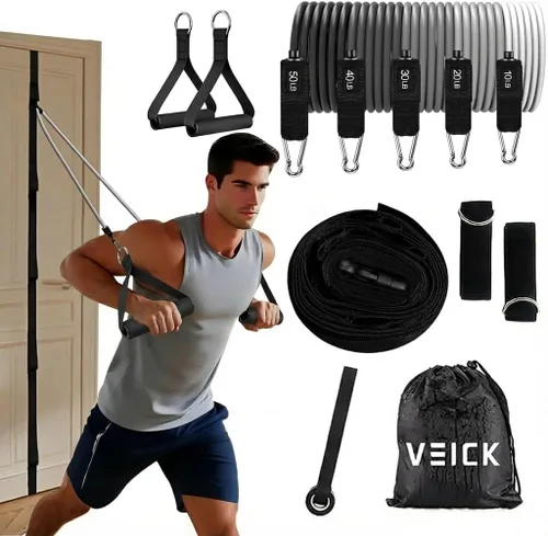 Miniatura 11 de VEICK Bandas de resistencia, bandas de ejercicio, bandas de entrenamiento, bandas de resistencia para entrenar con asas para hombres y mujeres