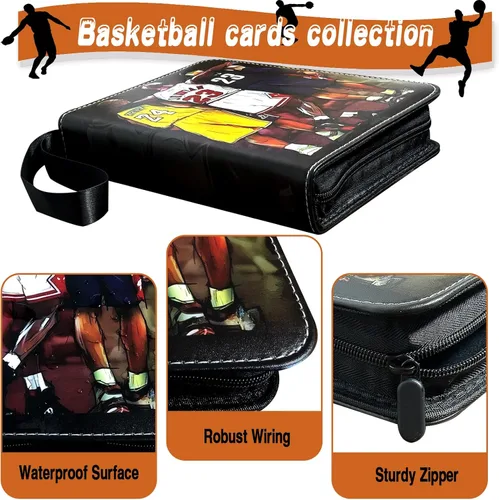 Miniatura 2 de Carpeta de tarjetas de baloncesto, carpeta de tarjetas intercambiables, 4 bolsillos con 50 fundas extraíbles, se adapta a 400 tarjetas deportivas