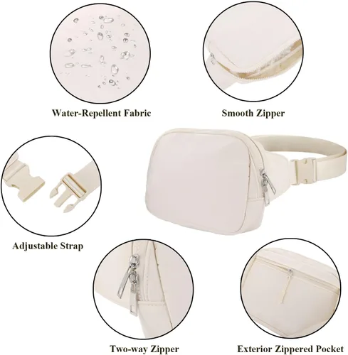 Miniatura 5 de Everywhere - Riñonera grande de 2 litros, impermeable para todas partes, para mujeres y hombres con correa ajustable, Blanco, Moda