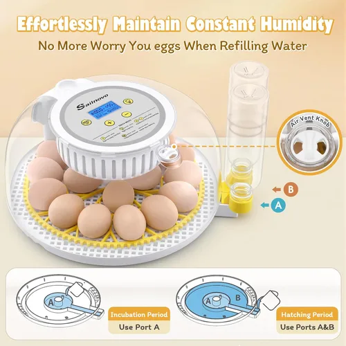 Miniatura 2 de Sailnovo 18 incubadoras de huevos para incubar huevos con llenado automático de agua y giro de huevos, incubadora para huevos de gallina, control