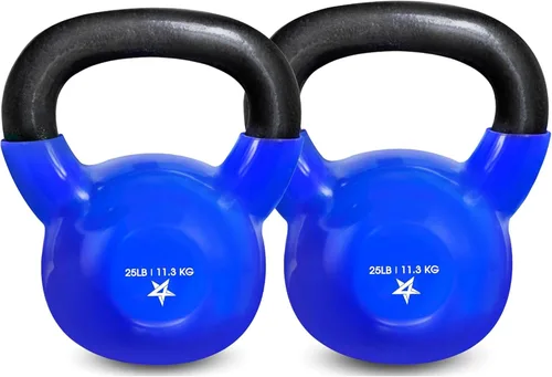 Miniatura 29 de Yes4All Pesa rusa, pesas rusas de hierro fundido con revestimiento de vinilo de 5-100 LB para entrenamiento de fuerza para ejercicios de gimnasio