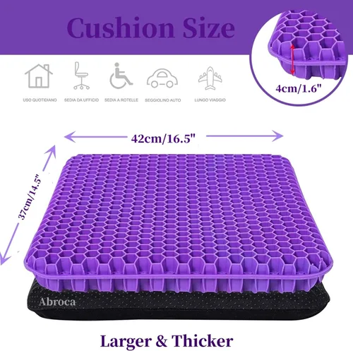 Miniatura 5 de Cojín de gel para asiento para sentarse durante mucho tiempo, cojines de asiento doble grueso para escritorio de oficina, silla de ruedas
