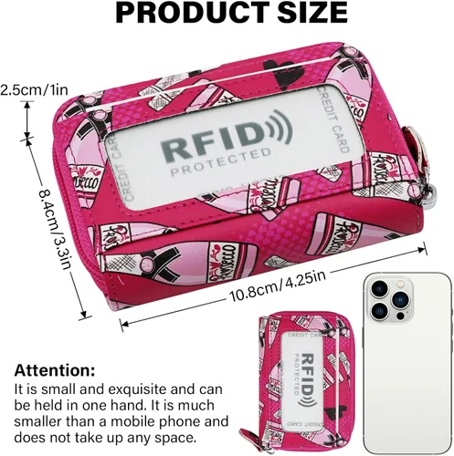 Miniatura 38 de Tarjetero RFID de bolsillo con ventana para ID, piel genuina, S, Negro