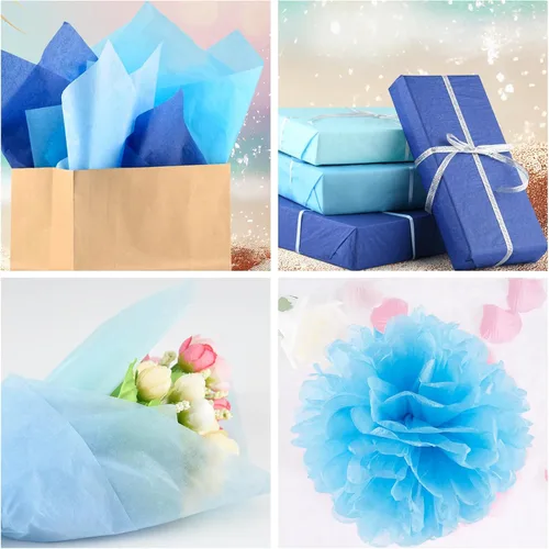 Miniatura 4 de Bouiexye 60 hojas de papel de seda azul, multicolor, papel de seda a granel, envoltura de regalo para manualidades, manualidades, floral