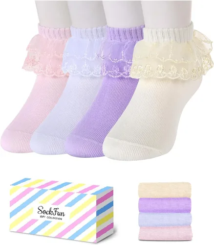Miniatura 8 de sockfun Calcetines con volantes para bebé, calcetines de encaje con volantes para niños pequeños y niñas