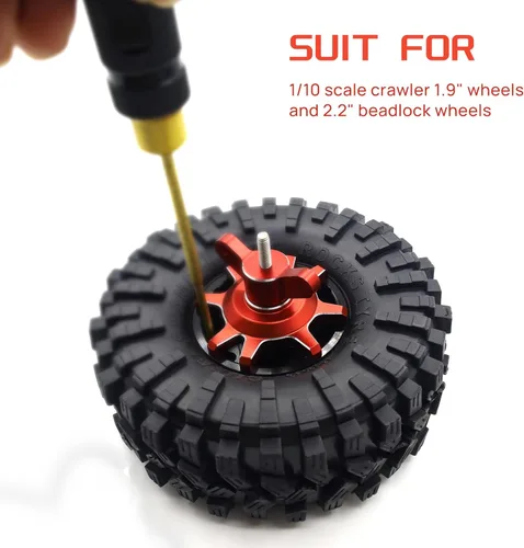 Miniatura 2 de Herramienta de neumáticos de coche RC 1.9 2.2 pulgadas Beadlock Hub Herramienta de montaje/extracción de neumáticos para Traxxas TRX4 TRX6 Axial Rojo