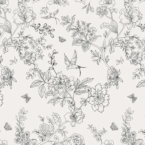 Miniatura 13 de Froluya Papel tapiz floral azul oscuro para despegar y pegar, papel de contacto floral vintage de 16.9 x 118.1 pulgadas, papel tapiz de pájaro
