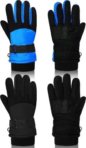 SATINIOR 2 pares de guantes de nieve gruesos para niños, guantes de esquí para niños pequeños, guantes de invierno cálidos e impermeables para niños