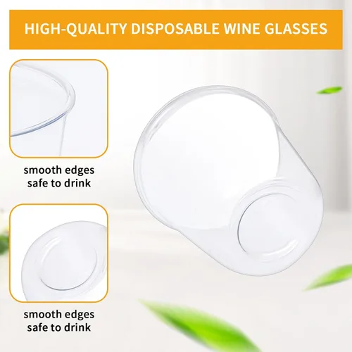 Miniatura 3 de Vasos Desechables sin Tallo 12oz Copas de Plástico Cristal Vasos Desechables para Bebidas Frías de Fiesta Copas de Vino para Reuniones Bodas