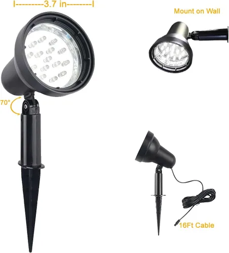 Miniatura 6 de SUNLONG Focos solares para exteriores, impermeables, 2 en 1, brillantes focos solares ajustables para bandera, patio, asta de bandera, paisaje