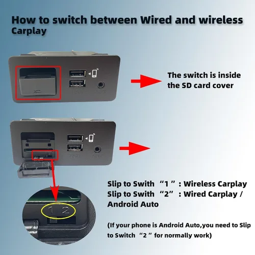 Miniatura 2 de Dasbecan Kit de Retrofit Inalámbrico Tipo-C para Mazda Apple Carplay y Android Auto Compatible con Mazda 2/3/6/CX3/CX5/CX9/MX5 2015-2020, Adaptador