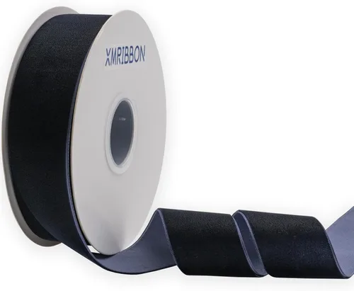 Miniatura 29 de Cinta de terciopelo azul polvoriento de una cara, carrete de 1 1/2 pulgadas por 10 yardas Azul empolvado
