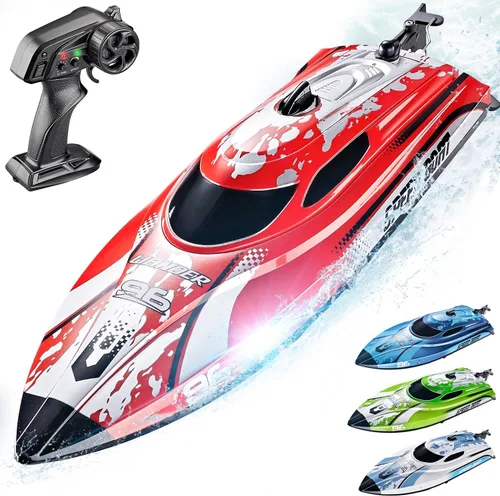 Miniatura 6 de BEZGAR Barco RC, Lancha a control remoto de 12 pulgadas para niños y adultos, barcos rápidos de velocidad RC de 25 KPH con batería de 700 mAh