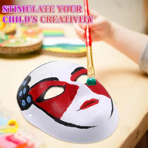 Miniatura 5 de Aoriher 50 máscaras faciales completas para manualidades, color blanco, de papel liso, máscaras de arte pintables en blanco para mujeres