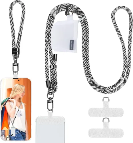 Miniatura 11 de HOTEMIA Cordón para teléfono y correas para la muñeca, cordón para celular ajustable cruzado con billetera desmontable, cordón para iPhone de 8mm