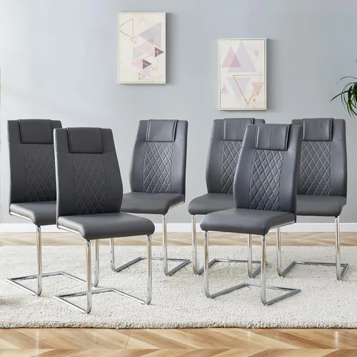 Miniatura 16 de Dining Chairs Set of 6,Kitchen Chairs with Leather Cushions,Modern Dining Chairs with Gold Metal Frame,Dinner Chairs for Kitchen & Dining Room and