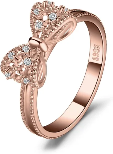 Miniatura 41 de JewelryPalace - Anillos de plata de ley 925 chapados en oro rosa, amarillo o blanco de 14 K para mujer, de compromiso, con circonia cúbica, de boda