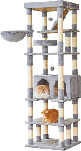 MWPO Árbol grande para gatos de 74.8 pulgadas con postes rascadores cubiertos de sisal y condominio, torre alta para gatos, muebles de patio de