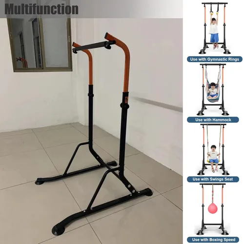 Miniatura 5 de Barra de dominadas para gimnasia, barras horizontales para niños de 5 a 15 años, altura ajustable, equipo de entrenamiento de fuerza para gimnasio