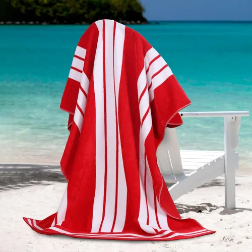 Miniatura 2 de Superior Juego de toallas de playa de algodón de gran tamaño de 4 piezas, toallas absorbentes para baño, playa, piscina, natación, adultos, niños