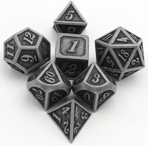 Miniatura 4 de Juego de dados de metal, dados poliédricos D&D para Dungeons and Dragons RPG DND, dados para juegos de rol, MTG, juegos de mesa, Shadowrun Plata