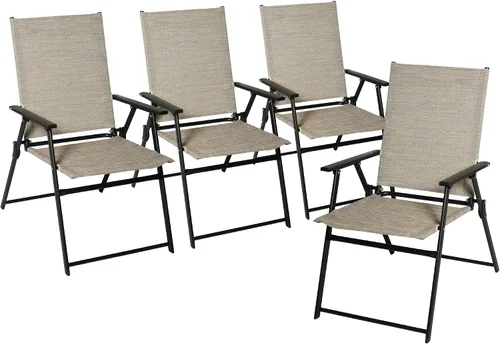 Miniatura 12 de Anmutig 2 sillas plegables rojas para patio al aire libre con respaldo alto, reposabrazos ligeros