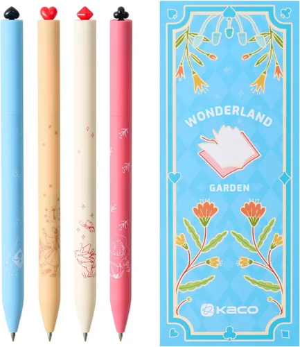 Miniatura 11 de Kaco FIRST Bolígrafos de Gel, Juego de 2 Piezas de Papelería Linda con Diseño de Corazón, Incluyen 4 Recargas Negras Extra de Secado Rápido, 2 blanco