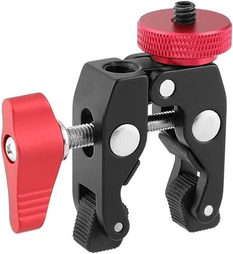 Miniatura 8 de Soporte de abrazadera de cangrejo con adaptador de tornillo de 1/4 "para trípode de cámara de luz flash de estudio (negro)