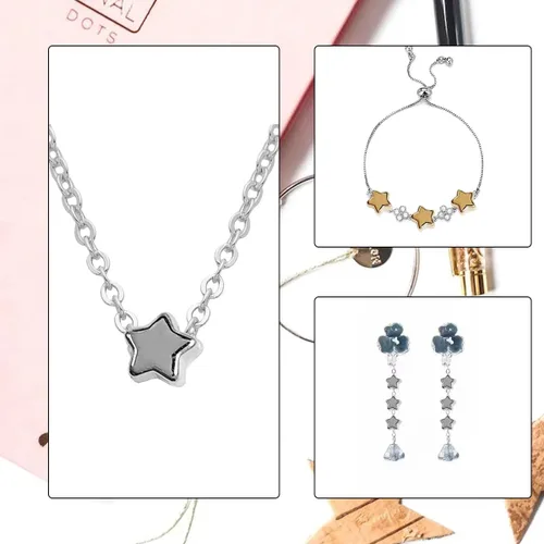 Miniatura 2 de 400 cuentas espaciadoras en forma de estrella, accesorios de cuentas espaciadoras de estrellas de 0.236 in (dorado)