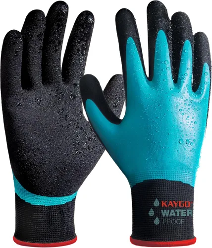 Miniatura 7 de KAYGO Guantes de trabajo impermeables para hombres y mujeres, guantes de trabajo recubiertos de goma antideslizantes para jardín, construcción al