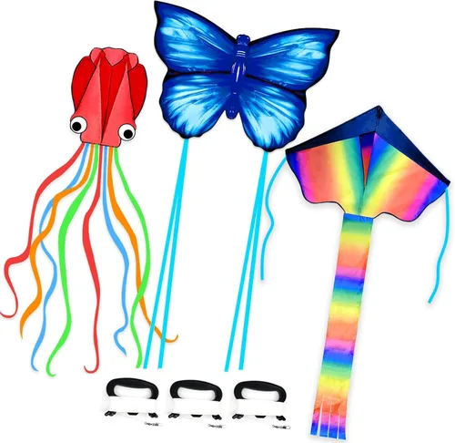 Miniatura 8 de Simxkai Cometas para niños y adultos, cometas de playa, fáciles de volar para niños de 3 a 5 años con cuerda de cometa de 300 pies en cada mango