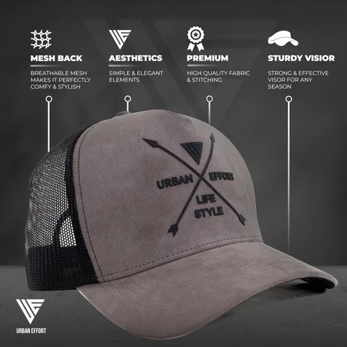 Miniatura 114 de Urban Effort Gorra trasera de malla, para hombres y mujeres, gorra de béisbol de 5 paneles, gran cierre a presión para caza y senderismo