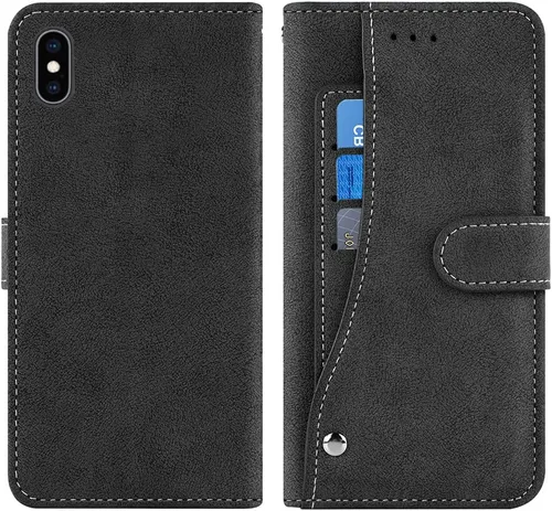 Miniatura 6 de Funda compatible con iPhone Xs X 10 y 10s y protector de pantalla de vidrio templado, funda para monedero, tarjetero con cordón, fundas