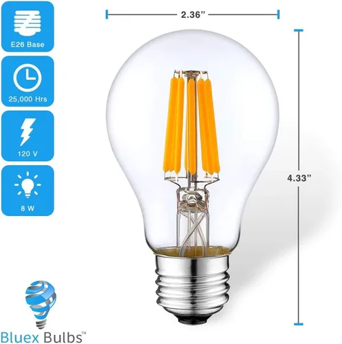 Miniatura 2 de Paquete de 2 bombillas LED de filamento rojo y verde – A19 E26 8 W, equivalente a 60 W, bombilla LED vintage roja y verde para iluminación