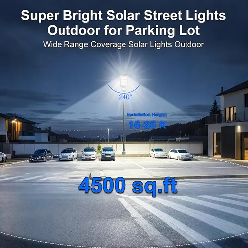 Miniatura 2 de Loyoele 9000W Luces solares de calle para exteriores 120000 lm, luz solar para estacionamiento comercial 7000 K, luces solares de inundación