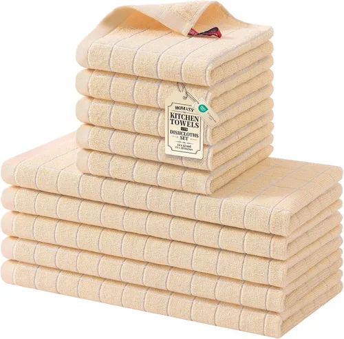 Miniatura 45 de Homaxy Juego de 8 toallas de cocina y paños de cocina, 12 x 12 y 13 x 28 pulgadas, juego de 8 toallas de cocina de rizo de algodón a granel, diseño