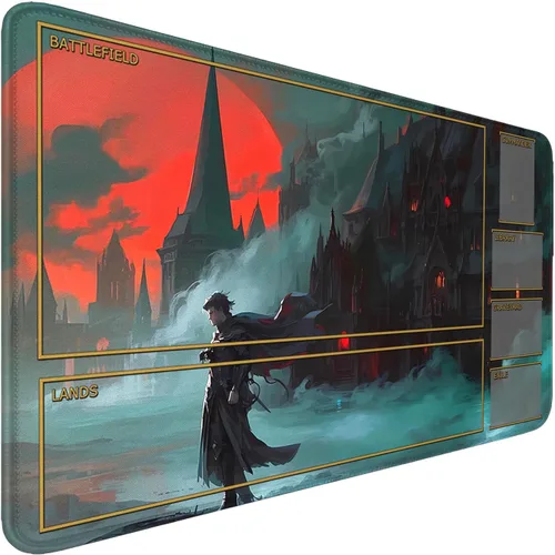 Miniatura 12 de MTG - Tapete de juego con bordes cosidos, alfombrillas MTG para MTG DTCG CCG RPG Trading Card de 24 x 14 pulgadas, alfombrillas de juego TCG
