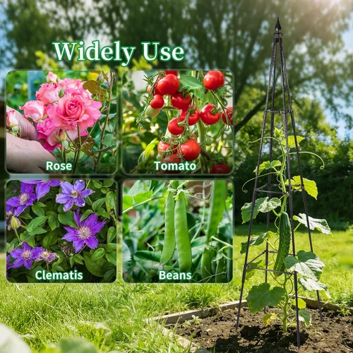 Miniatura 5 de FOLLOOK Enrejado de jardín para plantas trepadoras al aire libre, 67 pulgadas de alto, enrejado de pepino y tomate, soporte para plantas trepadoras