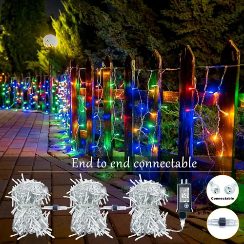 Miniatura 9 de Luces de Navidad de Carámbanos para Exteriores, 33 pies 400 Luces LED de Carámbanos para Exteriores, Luces Centelleantes Enchufables para Interiores