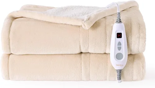 Miniatura 9 de Bearhug Manta eléctrica, 50 x 60 pulgadas, con 6 niveles de calefacción y apagado automático de 4 horas, lavable a máquina, de terciopelo suave a