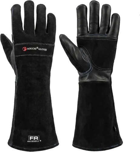 Miniatura 10 de Guantes de trabajo de cuero de vaca para hombres, resistentes para jardinería, patio, paisajismo, soldadura, mecánica, construcción, campamento