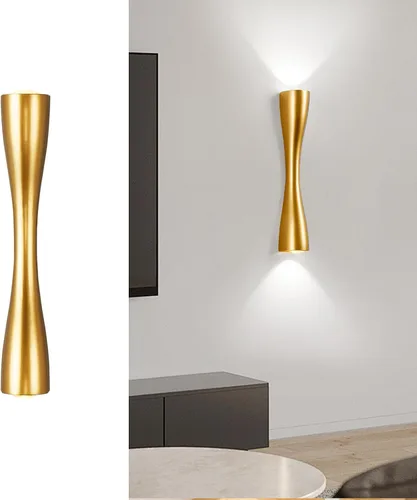 Miniatura 9 de Aomesinc Moderno aplique de pared dorado arriba y abajo, lámpara LED de interior para dormitorio, sala de estar, baño, mesita de noche, pasillo