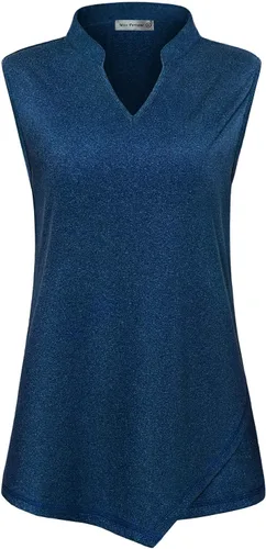 Miniatura 2 de MISS FORTUNE Women's Polo Shirts, Golf V-Neck Workout Tops, Moisture Wicking Ladies Golf Shirt Loose Fit for Tennis Yoga
