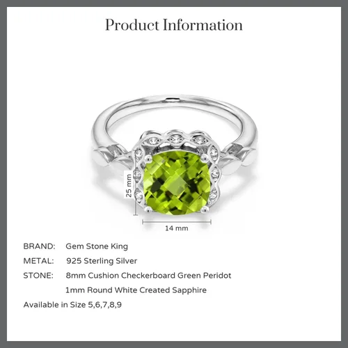 Miniatura 27 de Gem Stone King Anillo de compromiso de plata de ley 925 de 0.315 in con piedra natal y zafiro blanco creado Anillo de compromiso de boda