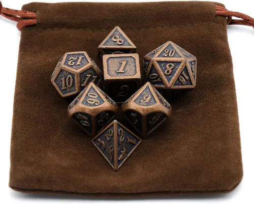 Miniatura 5 de Juego de dados de metal, dados poliédricos D&D para Dungeons and Dragons RPG DND, dados para juegos de rol, MTG, juegos de mesa, Shadowrun Cobre
