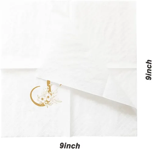 Miniatura 3 de SharkBliss Servilletas de cóctel con monograma, paquete de 50 servilletas de papel desechables con monograma personalizado de letra S dorada