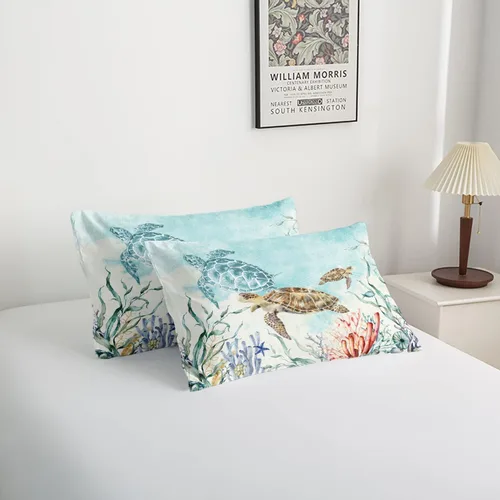 Miniatura 4 de CVHOUSE Juegos de Edredón de Tortuga Marina King para Amantes del Océano, Juegos de Ropa de Cama Turtle Beach King Set, Colcha de Tortuga, Edredón