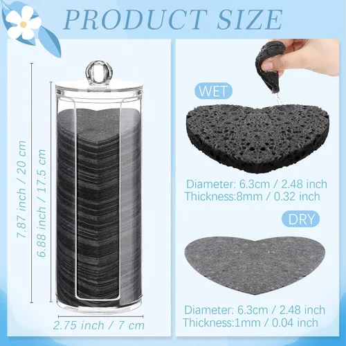 Miniatura 2 de Sieral 120 piezas de esponjas faciales comprimidas con contenedor, almohadillas desechables para la limpieza del rostro, exfoliación, uso estético