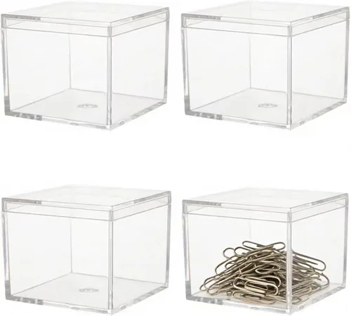 Miniatura 8 de KissYou Caja de Acrílico Grande Cajas de Exhibición Transparentes con Tapa Cubo Cuadrado Transparente Caja de Almacenamiento de Acrílico para Bodas